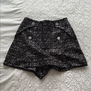 Zara Women's Black and White and Silver Shorts